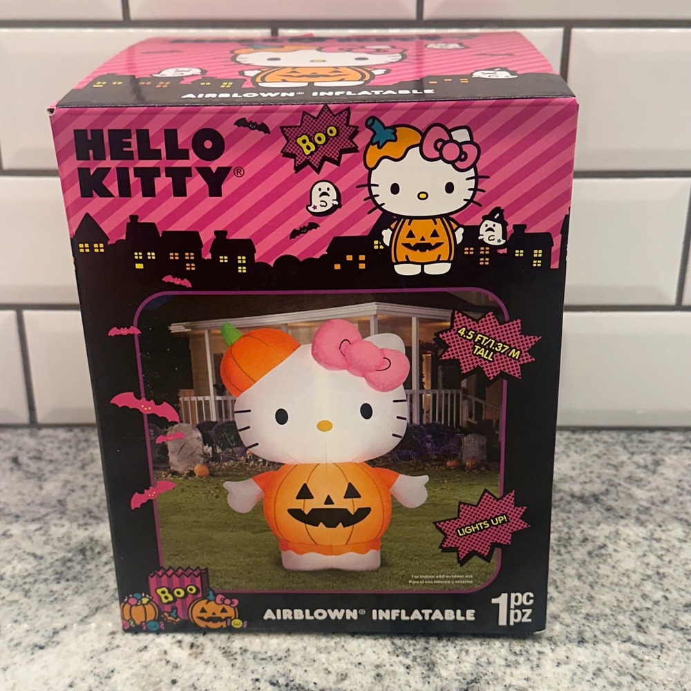 Sanrio Hello Kitty 4.5ft Halloween Inflatable Pumpkin Costume Light Up Decor‎